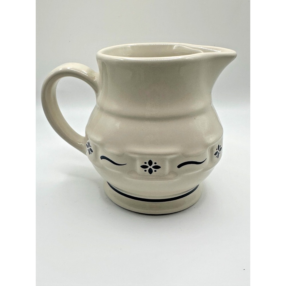 Vintage‎ Longaberger Blue Woven Traditions Pottery 4" Creamer Mini Pitcher